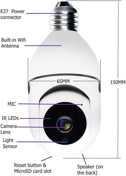 Open media 1 in modal  Open media 2 in modal  Open media 3 in modal Mini Indoor PTZ Wifi IP Camera With E27 Bulb Socket Easy Install Two Way Talk Remote Control By APP Ycc365plus